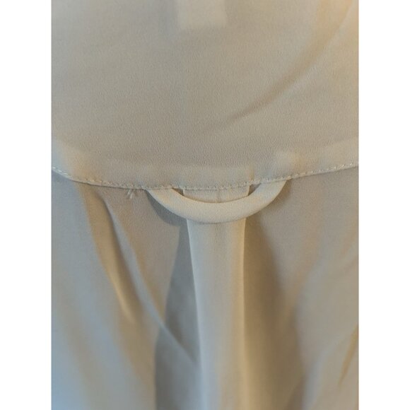 Chico's 1 Blouse Beige Cream Button Front Short Sleeve Blouse Mandarin Collar - Picture 13 of 13